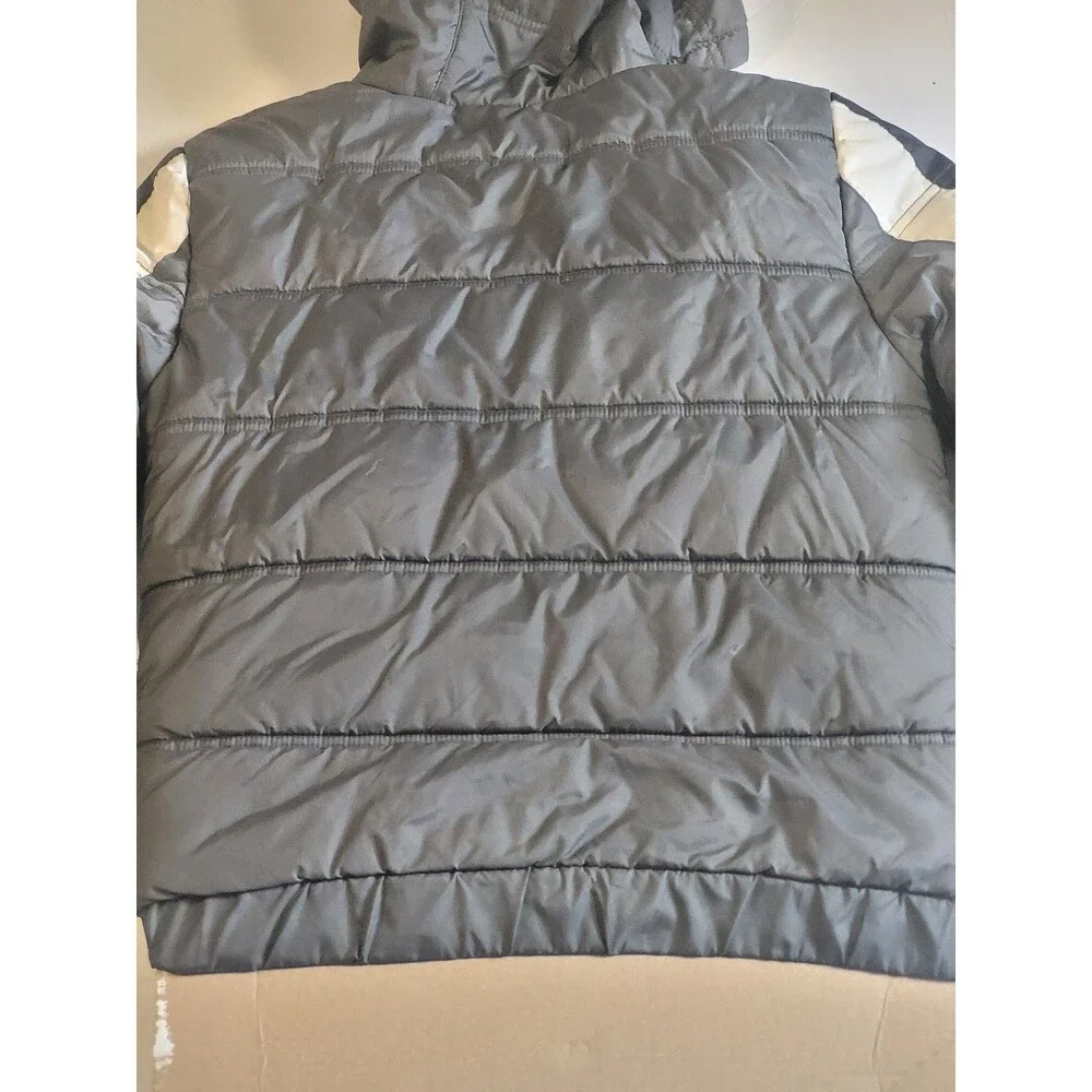 Jordan Puffer Jacket Youth Medium 10–12 Gray with black White Sleeve Stripes